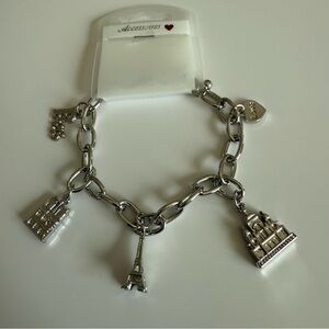 Silver Paris Theme Charm Bracelet